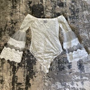 Cream/white off the shoulder Lace bodysuit